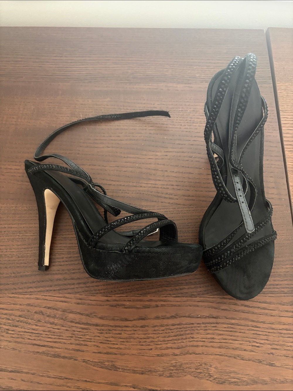 le chateau Black Strappy Platform Stiletto Sandals
